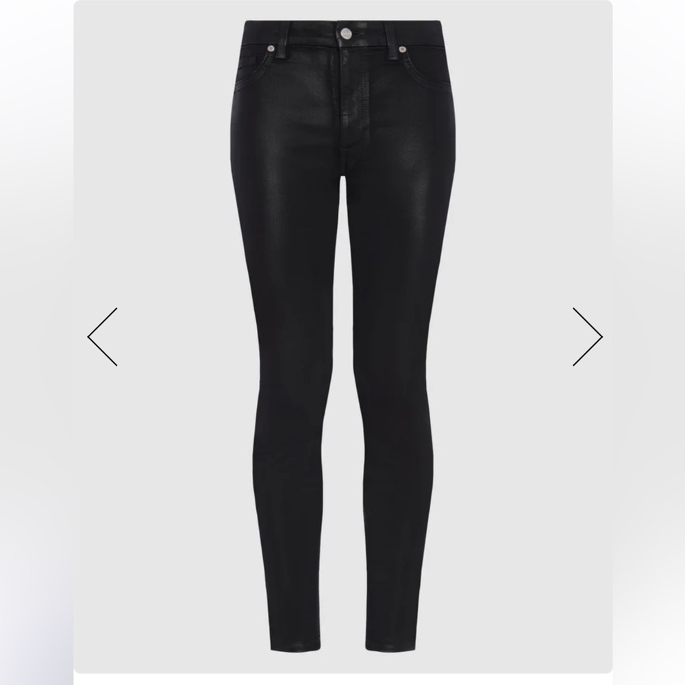 7 for All Mankind Blair Coated Black High Waisted Skinny Jeans